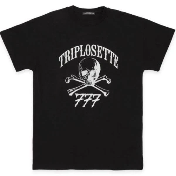 Tony Effe Completino estivo TRIPLOSETTE 777 t-shirt + bermuda stampa teschio nero - immagine 9