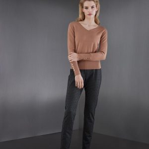 Check pantalone a fantasia geometrica