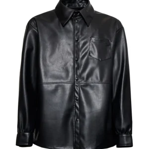 Camicia RICHMOND X in ecopelle con tasca nero