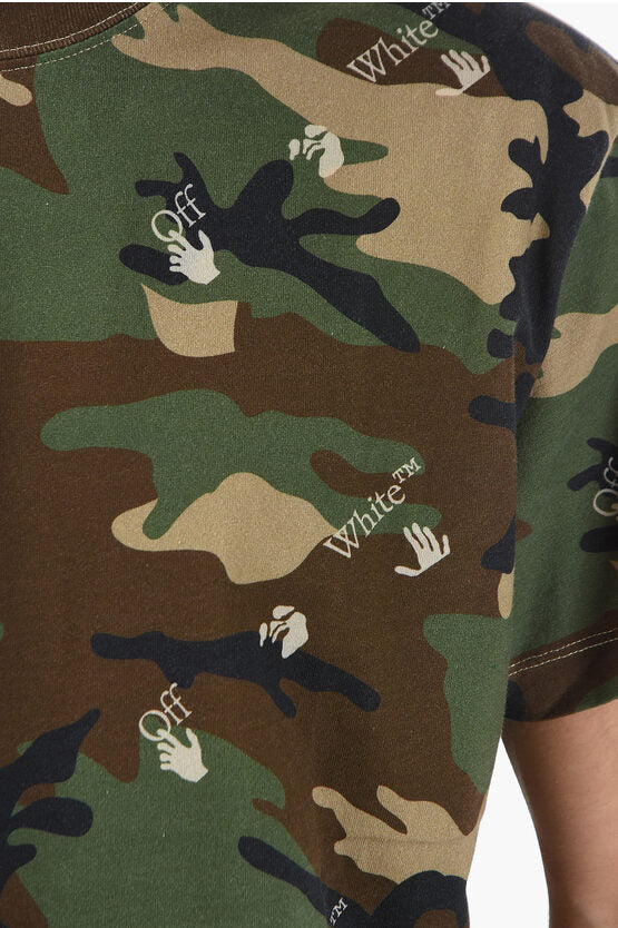 T-shirt OFF-WHITE stampa camouflage oversize col. verde militare - immagine 4