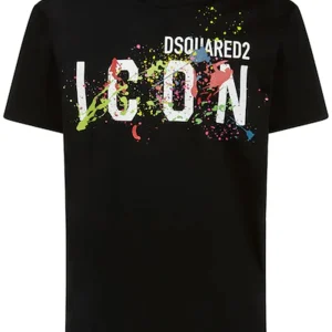 T-shirt DSQUARED2 ICON stampa logo spray nera