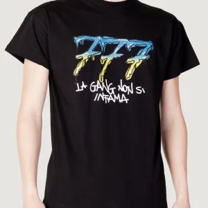 Tony Effe T-shirt TRIPLOSETTE 777 con stampa graffiti nera