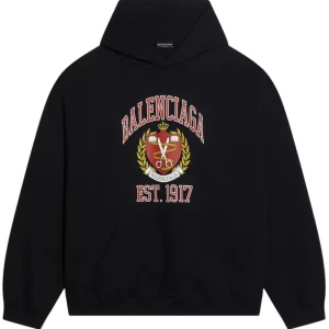 Felpa unisex BALENCIAGA oversized University logo East 1917 nera