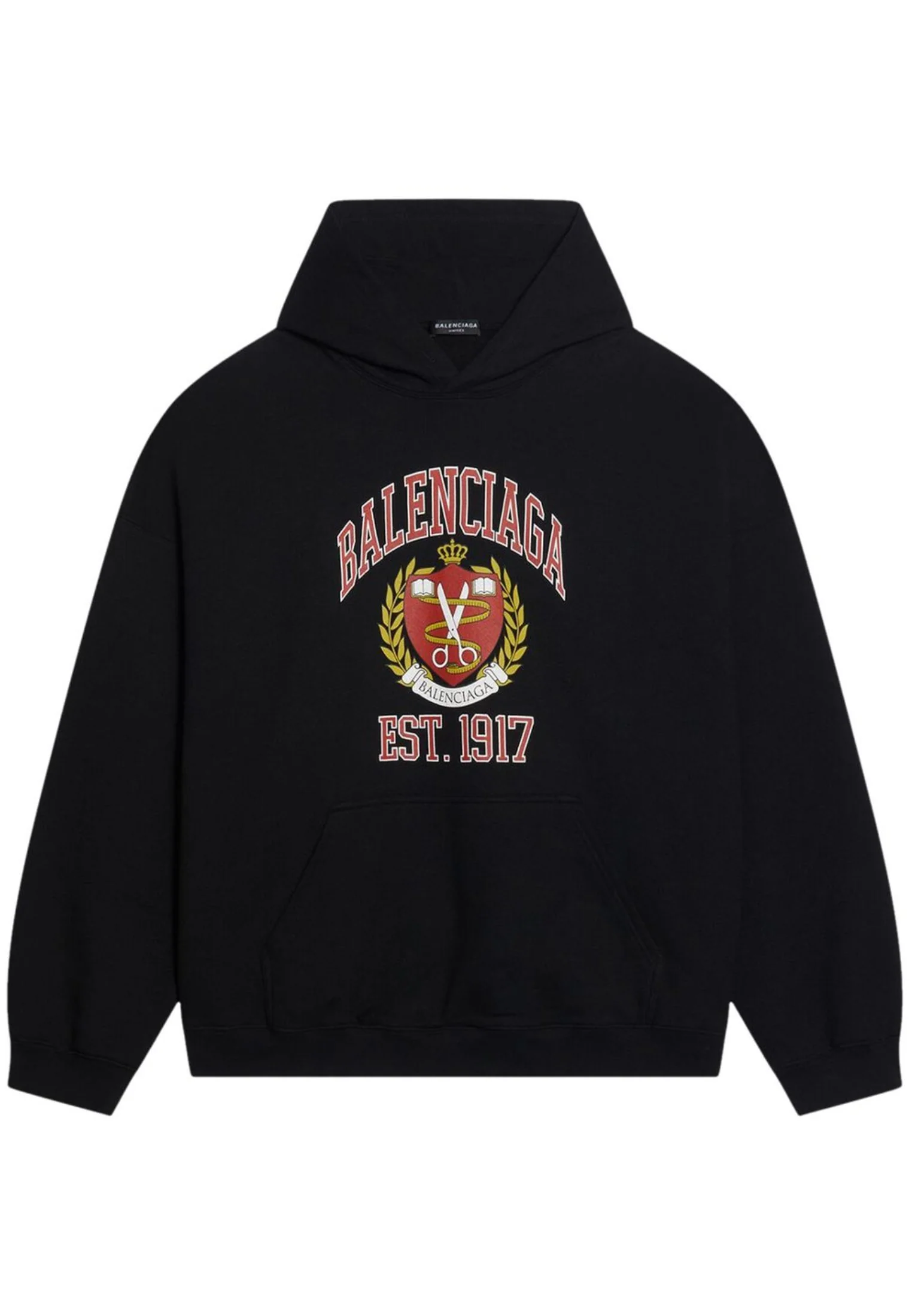 Felpa unisex BALENCIAGA oversized University logo East 1917 nera - immagine 2
