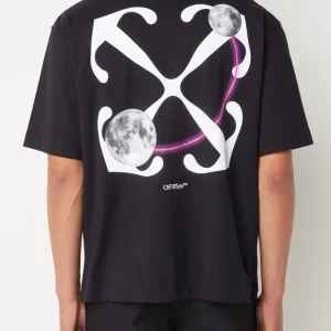 T-shirt OFF-WHITE stampa double moon Arrow Skate oversize nera