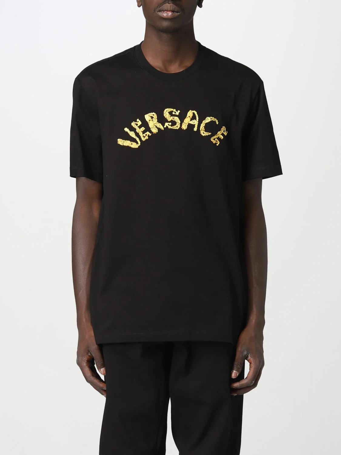 T-shirt VERSACE logo baroque ricamato nera - immagine 3