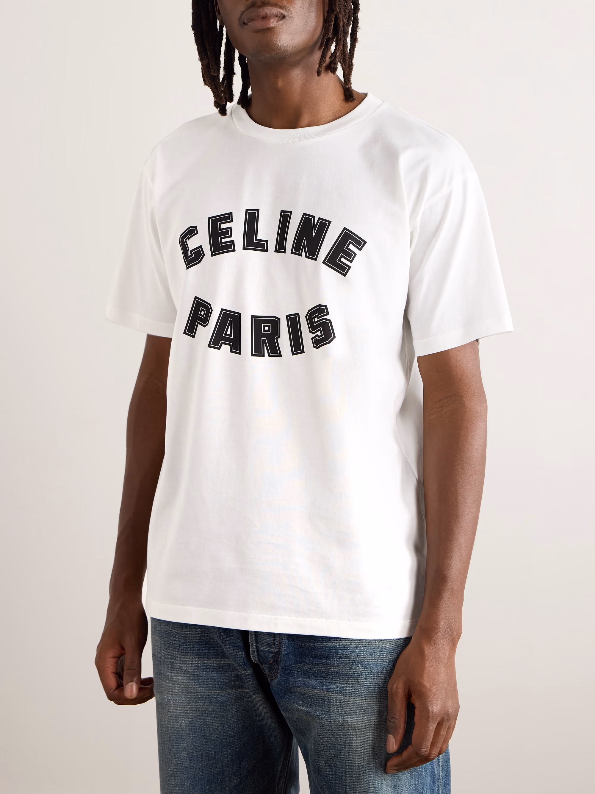 T-shirt CELINE stampa logo Paris bianca - immagine 2