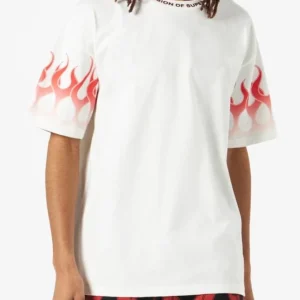 T-shirt VISION OF SUPER bianca con fiamma rossa