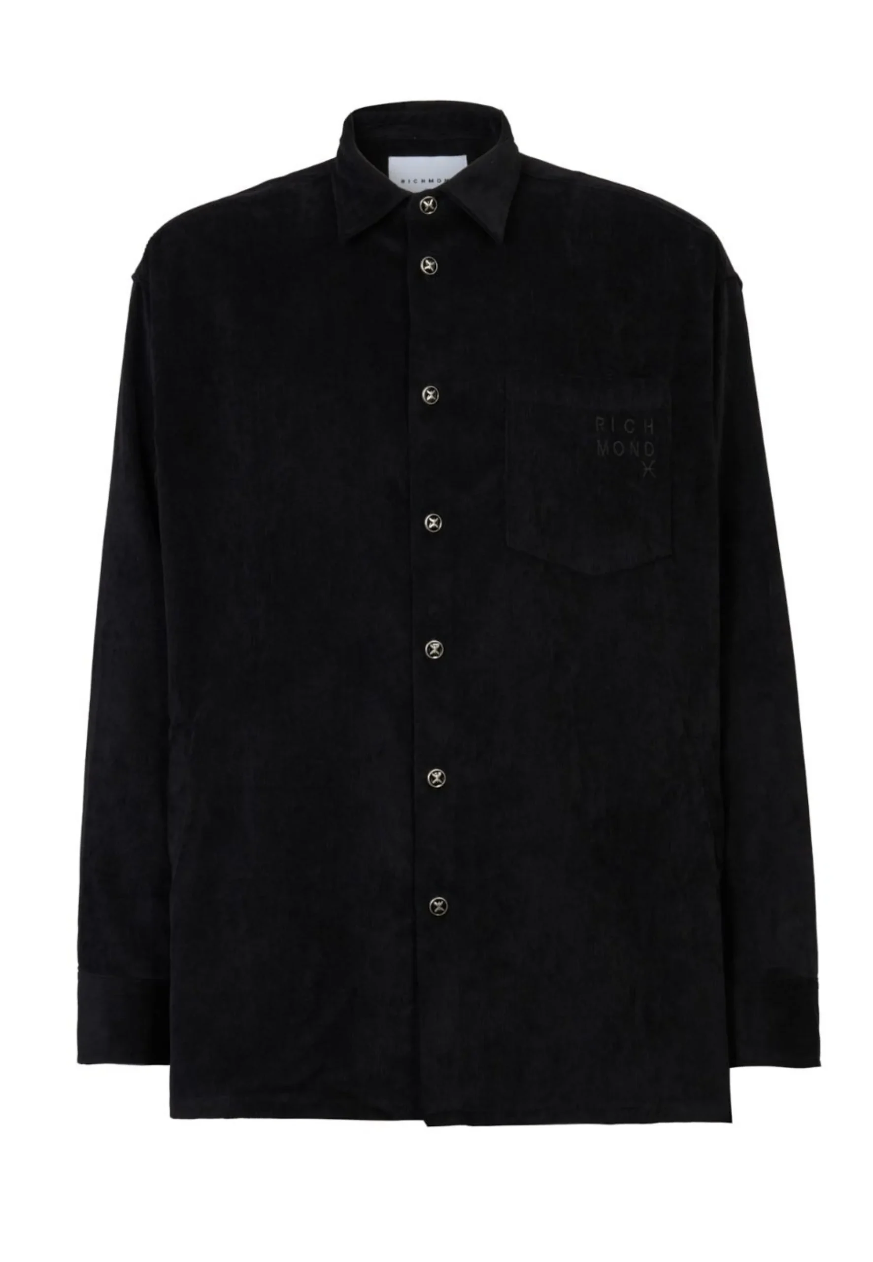 Camicia RICHMOND X in velluto a coste con taschino nera